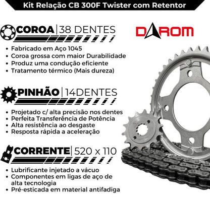 Kit Transmissão Darom CB 300F Twister 2023 2024 2025
